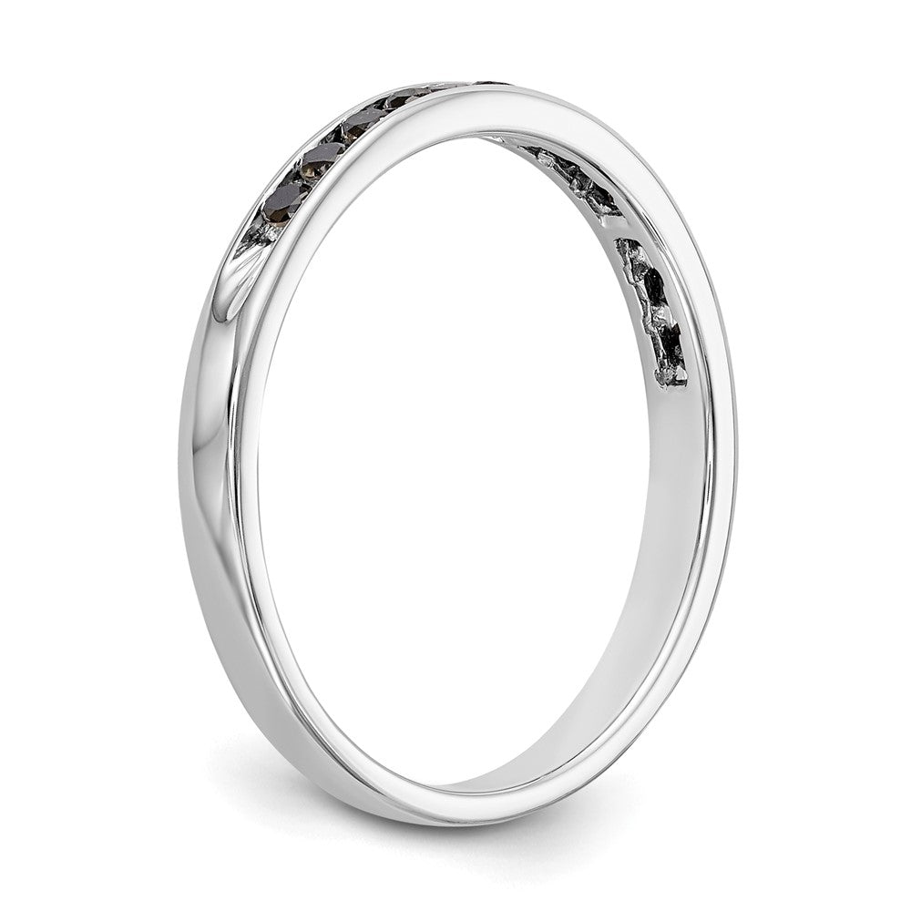 14K White Gold Black Real Diamond Band