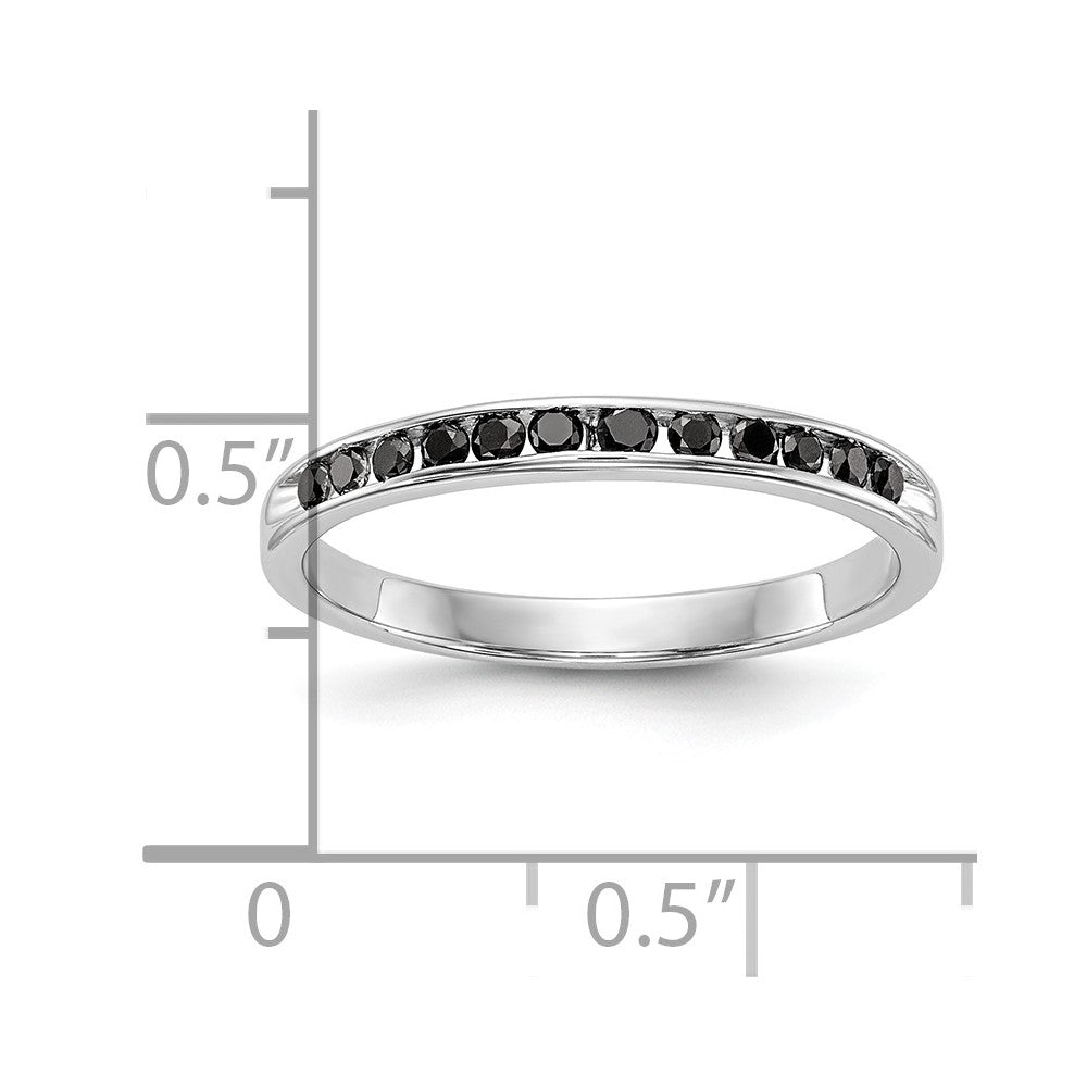 14K White Gold Black Real Diamond Band