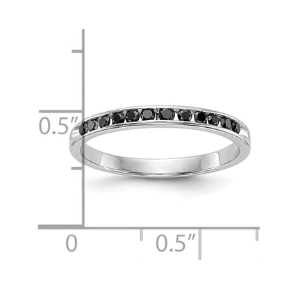 14K White Gold Black Real Diamond Band