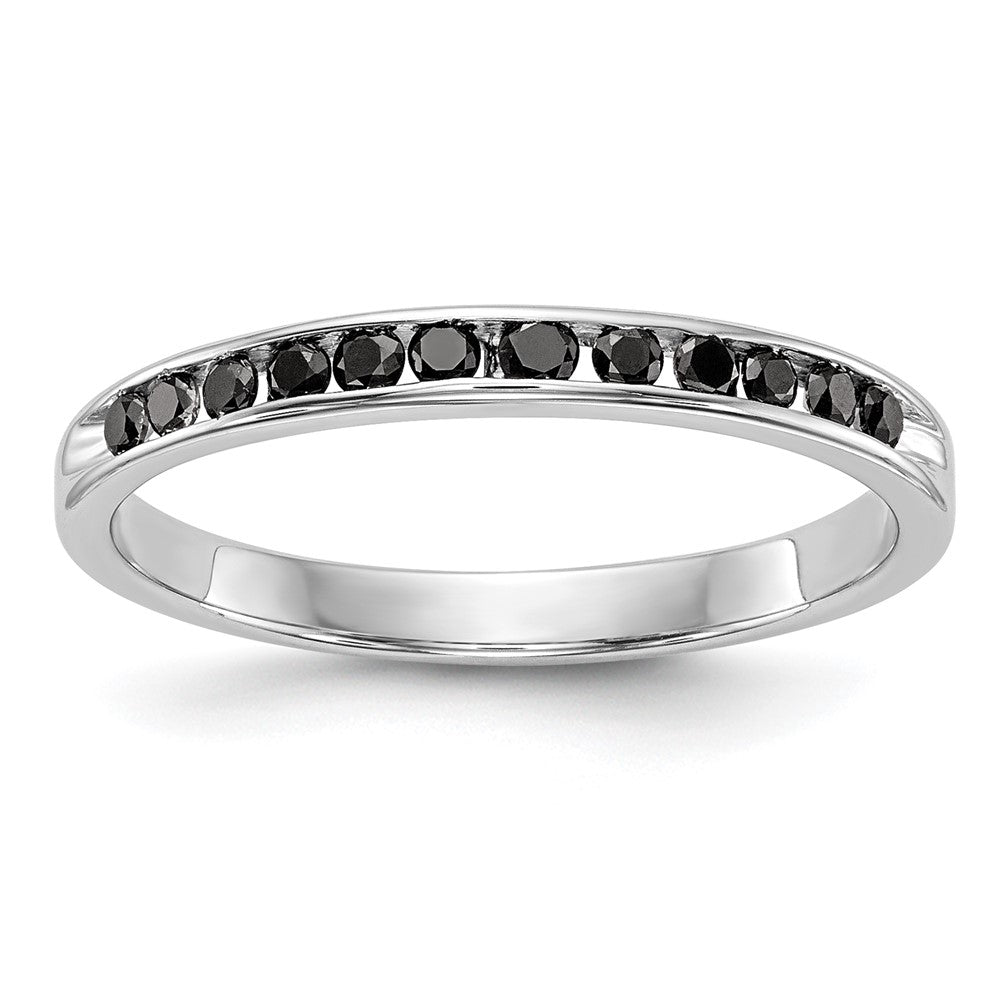 14K White Gold Black Real Diamond Band