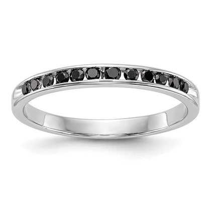 14K White Gold Black Real Diamond Band