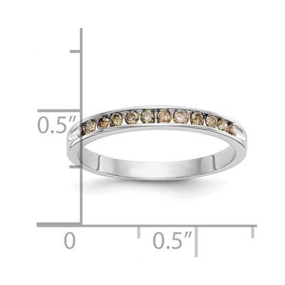 14k White Gold Champagne Real Diamond Band