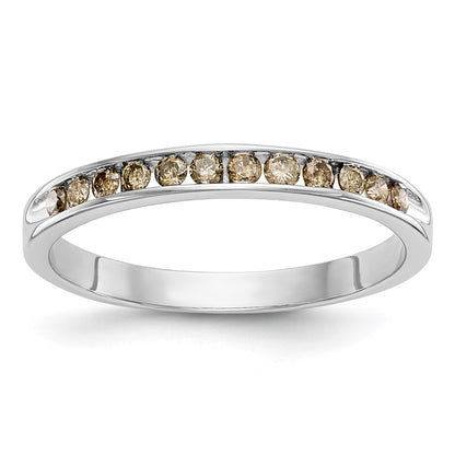 14k White Gold Champagne Real Diamond Band