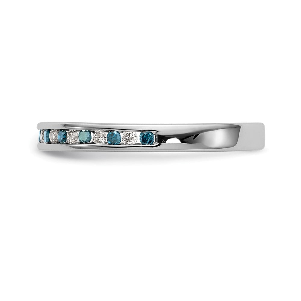 14k White Gold Blue & White Real Diamond Band