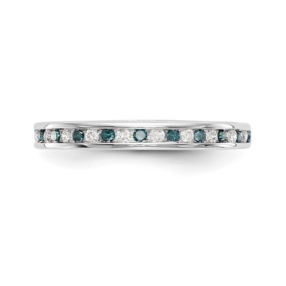 14k White Gold Blue & White Real Diamond Band