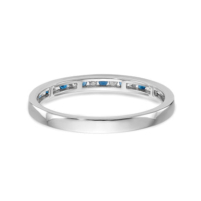 14k White Gold Blue & White Real Diamond Band