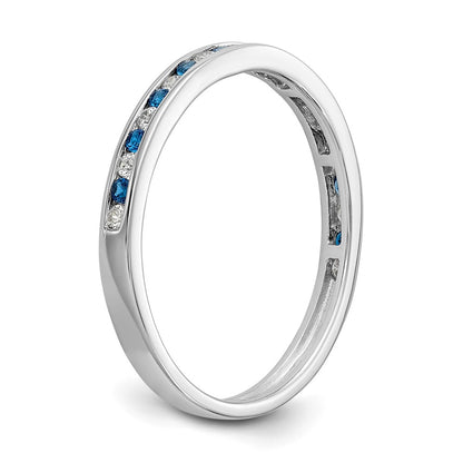 14k White Gold Blue & White Real Diamond Band