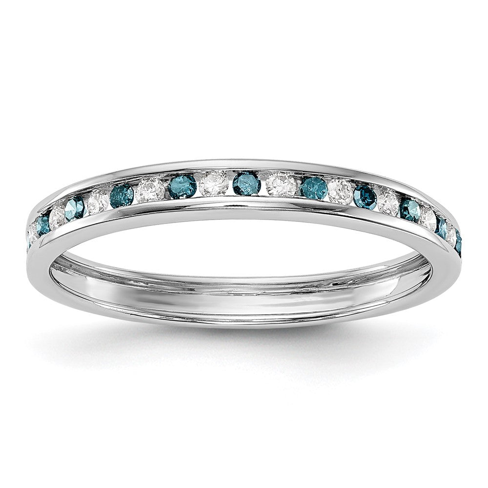 14k White Gold Blue & White Real Diamond Band