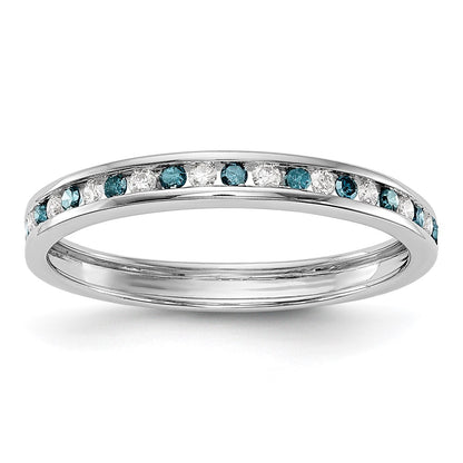 14k White Gold Blue & White Real Diamond Band