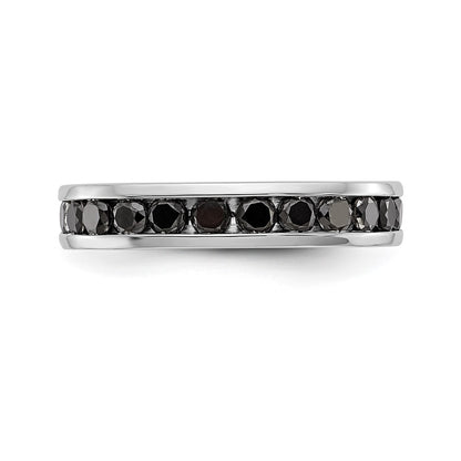14K White Gold Black Real Diamond Band