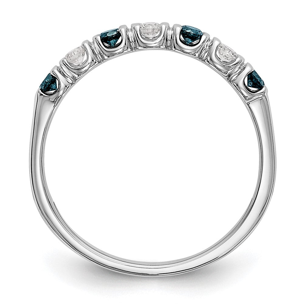 14k White Gold Blue & White Real Diamond Band