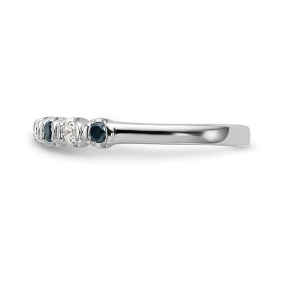 14k White Gold Blue & White Real Diamond Band