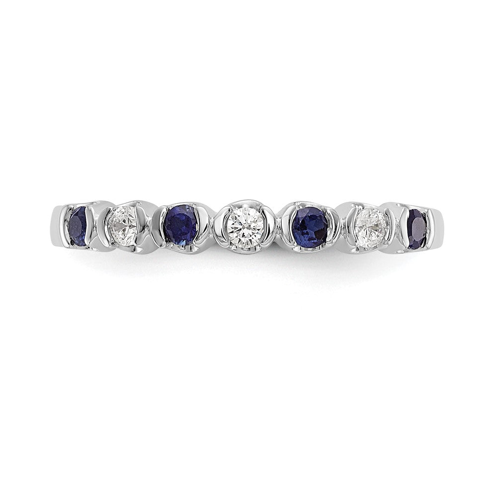 14k White Gold Blue & White Real Diamond Band