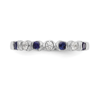14k White Gold Blue & White Real Diamond Band