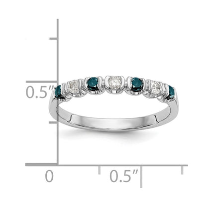 14k White Gold Blue & White Real Diamond Band