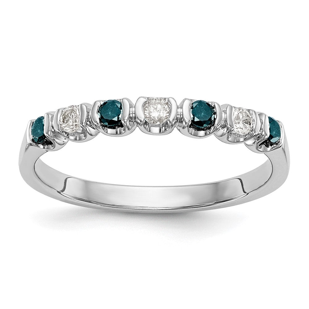 14k White Gold Blue & White Real Diamond Band