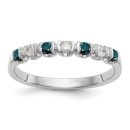14k White Gold Blue & White Real Diamond Band