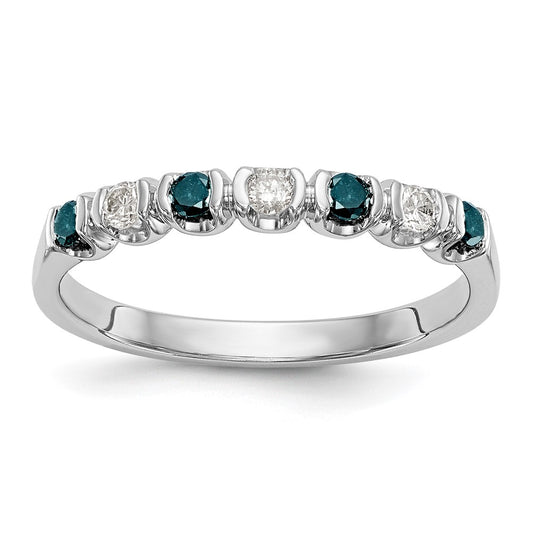 14k White Gold Blue & White Real Diamond Band