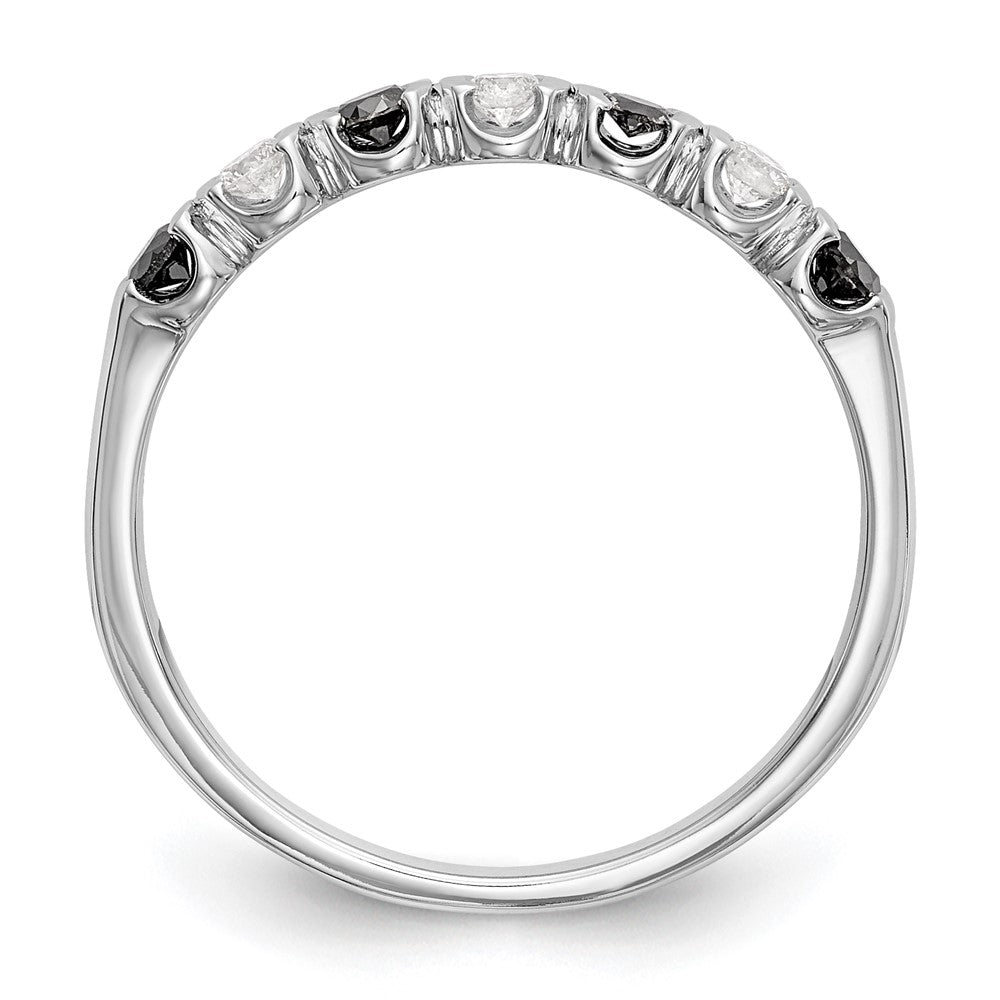 14K White Gold Black & White Real Diamond Band