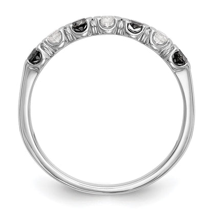 14K White Gold Black & White Real Diamond Band