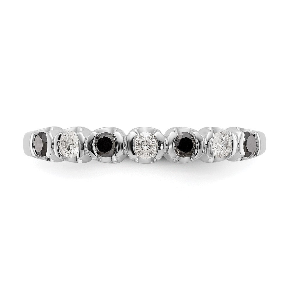 14K White Gold Black & White Real Diamond Band