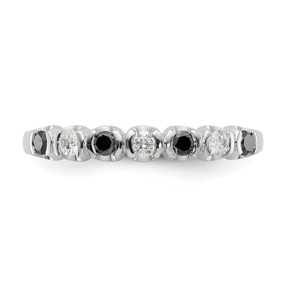 14K White Gold Black & White Real Diamond Band