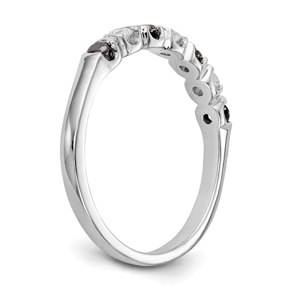 14K White Gold Black & White Real Diamond Band