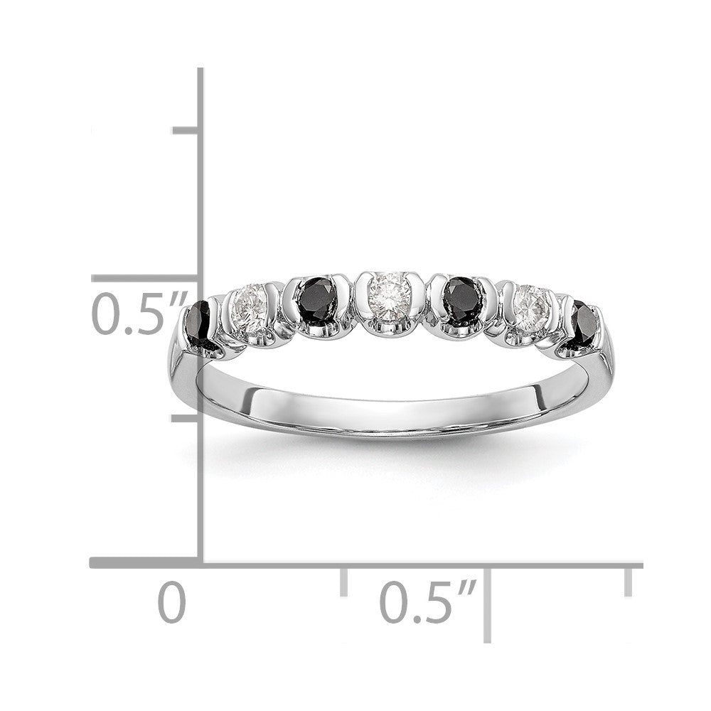 14K White Gold Black & White Real Diamond Band