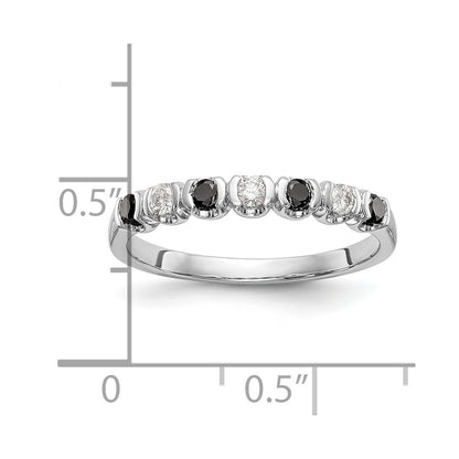 14K White Gold Black & White Real Diamond Band