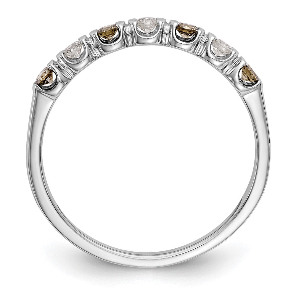 14k White Gold Champagne & White Real Diamond Band