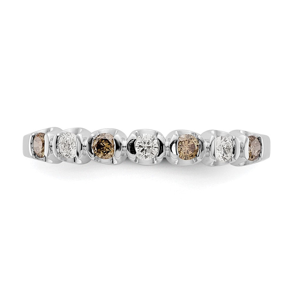 14k White Gold Champagne & White Real Diamond Band