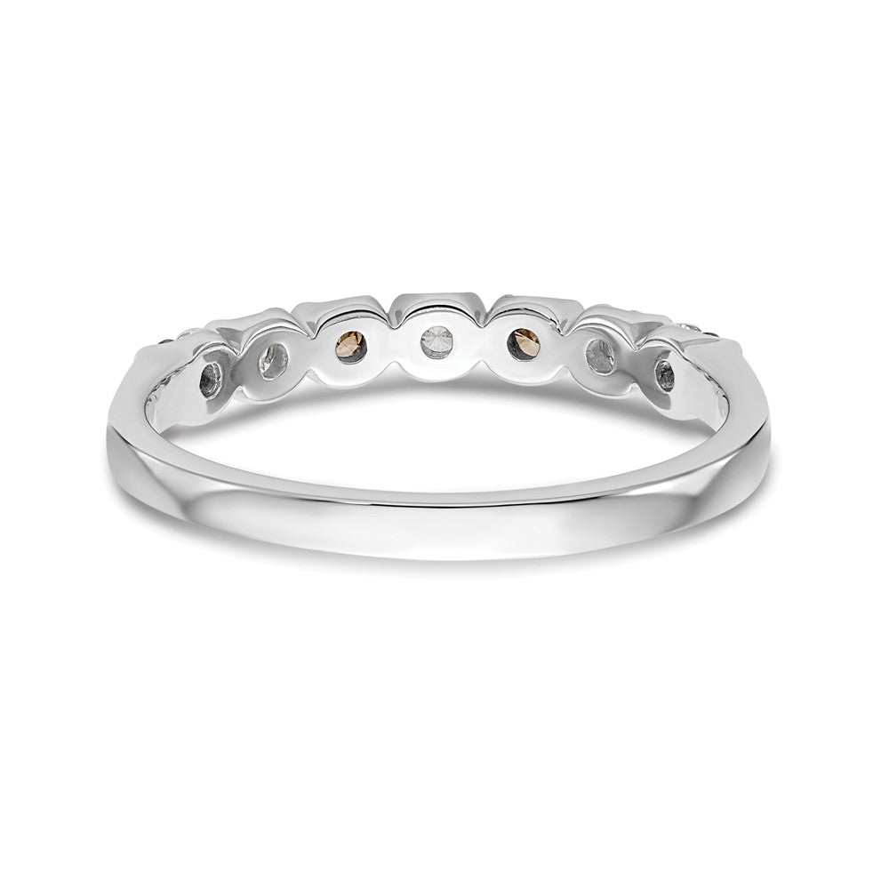 14k White Gold Champagne & White Real Diamond Band