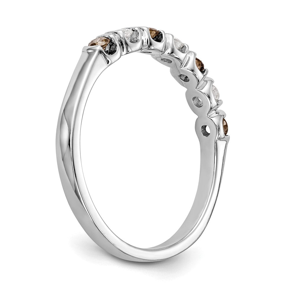 14k White Gold Champagne & White Real Diamond Band