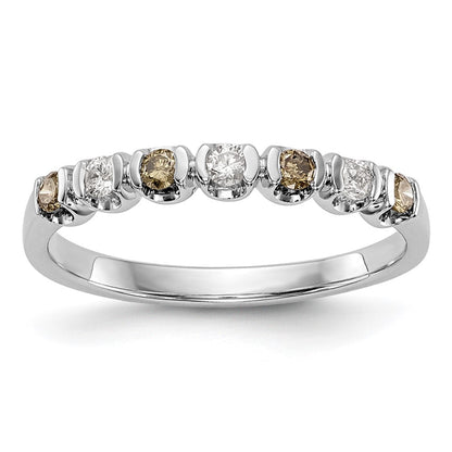 14k White Gold Champagne & White Real Diamond Band