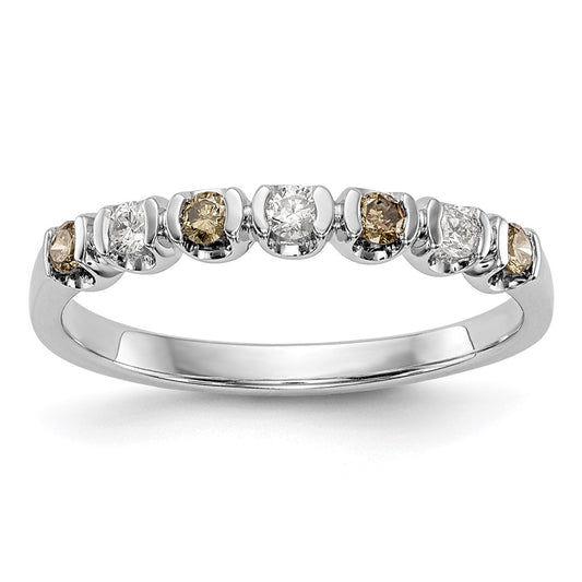 14k White Gold Champagne & White Real Diamond Band