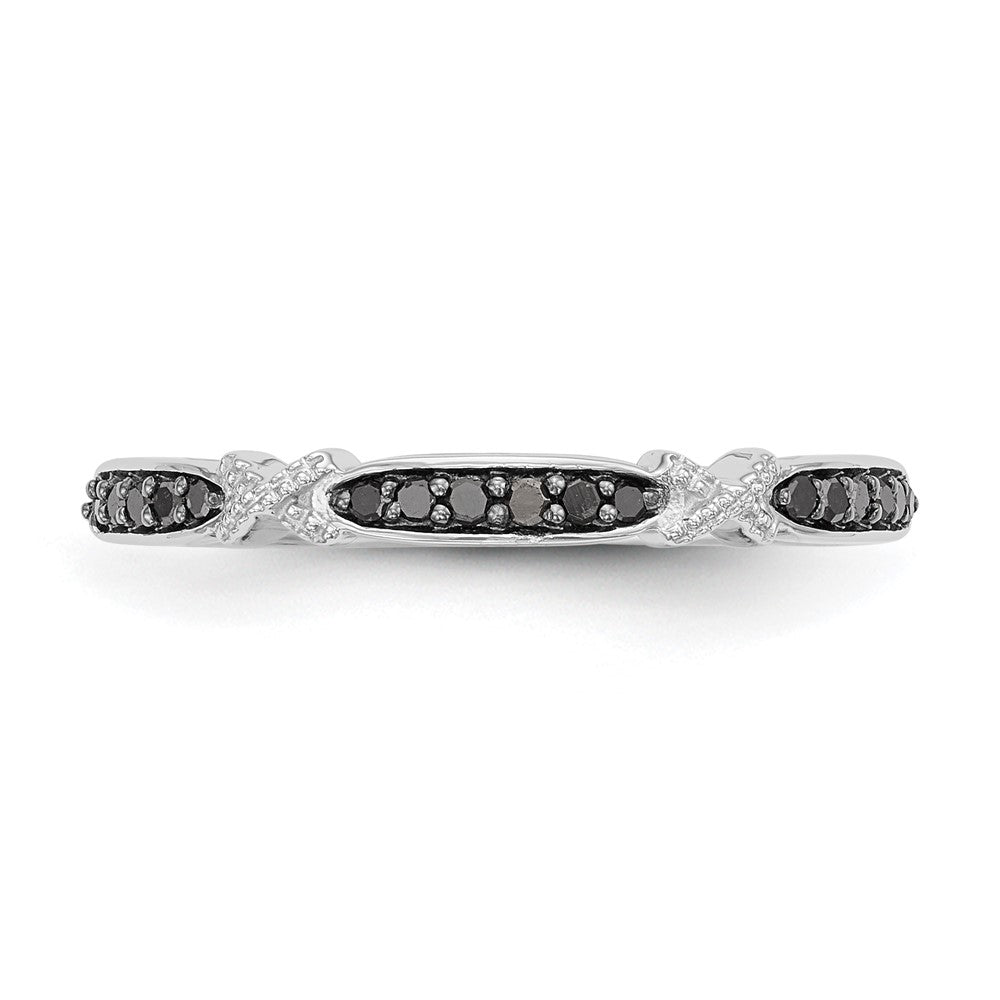 14k White Gold Black Real Diamond Band