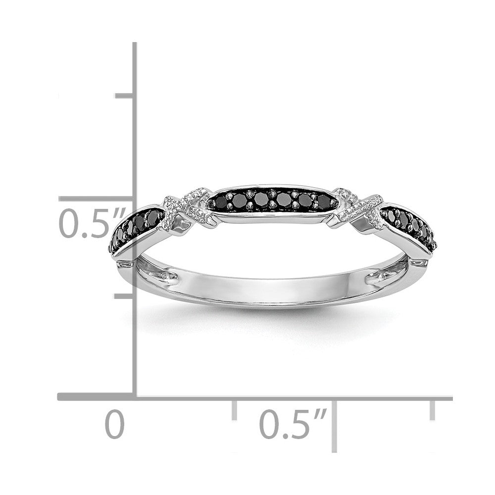 14k White Gold Black Real Diamond Band