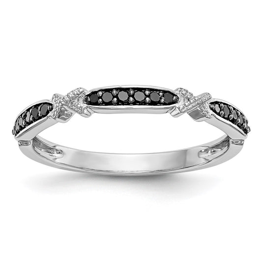 14k White Gold Black Real Diamond Band
