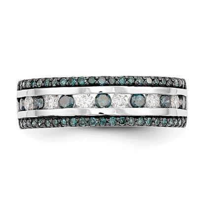 14k White Gold Blue & White Real Diamond Band