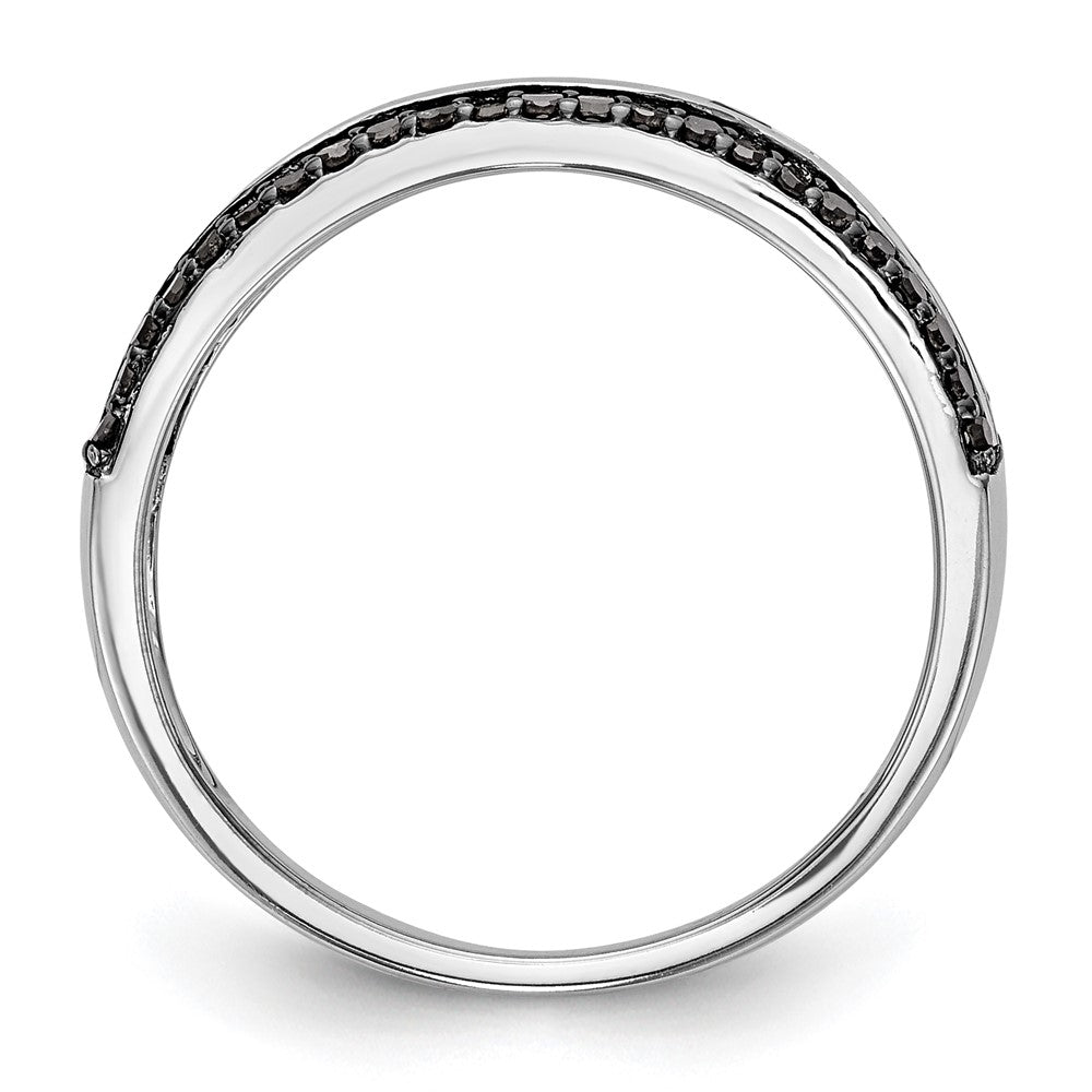 14k White Gold Black & White Real Diamond Band