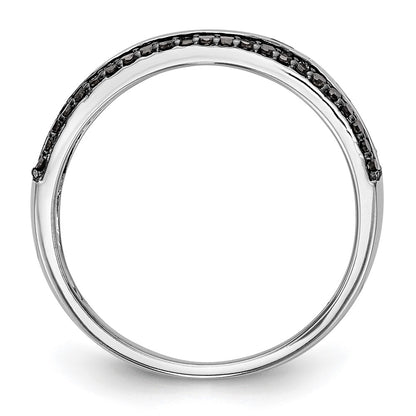 14k White Gold Black & White Real Diamond Band