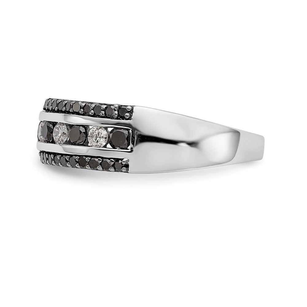 14k White Gold Black & White Real Diamond Band