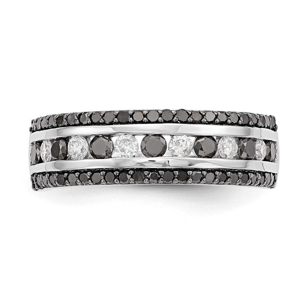 14k White Gold Black & White Real Diamond Band