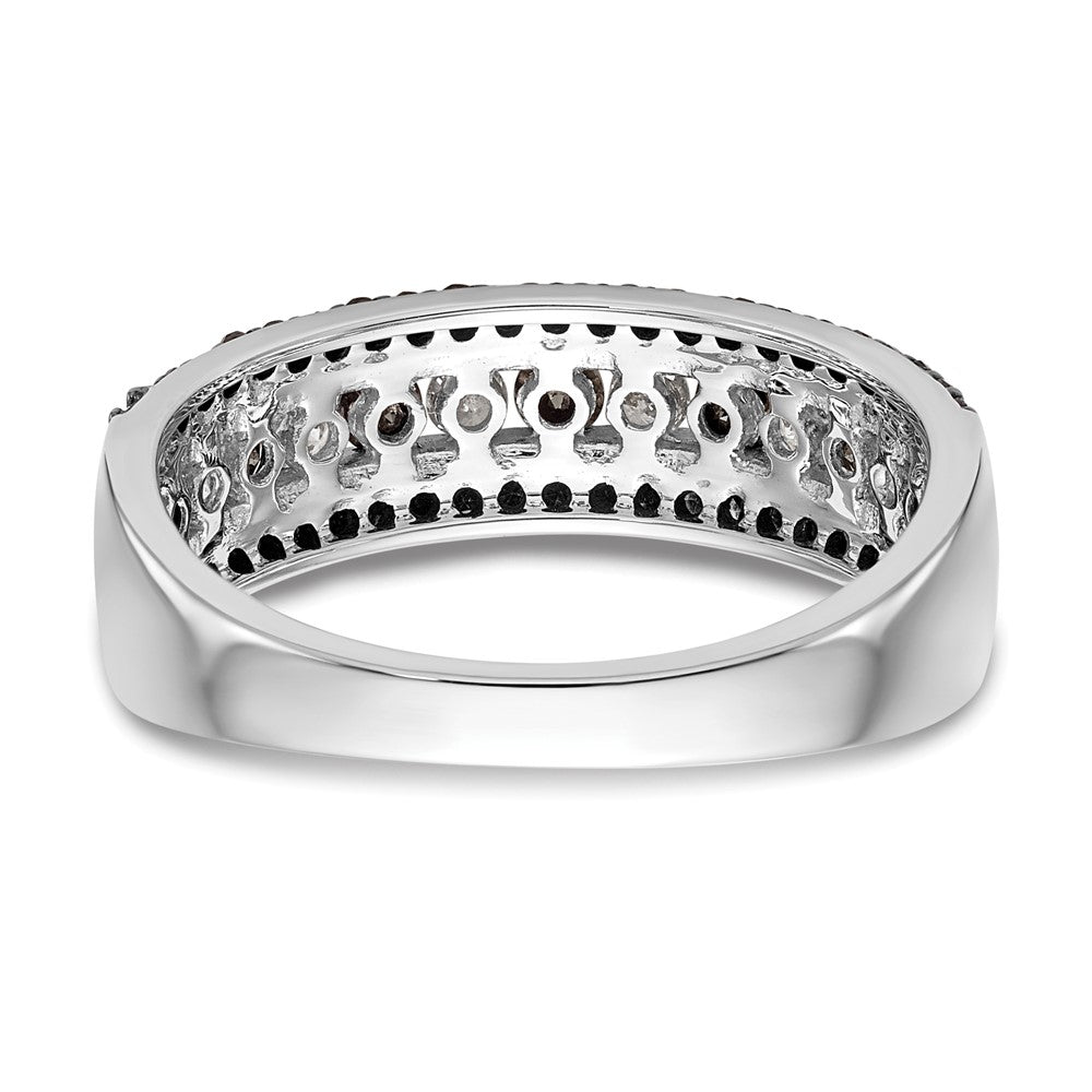 14k White Gold Black & White Real Diamond Band