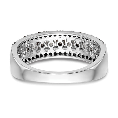 14k White Gold Black & White Real Diamond Band
