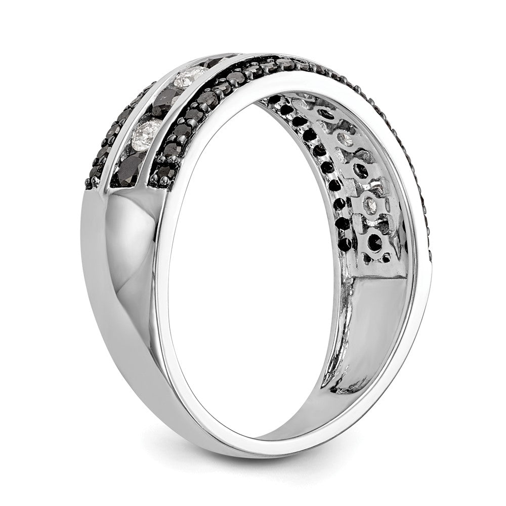 14k White Gold Black & White Real Diamond Band