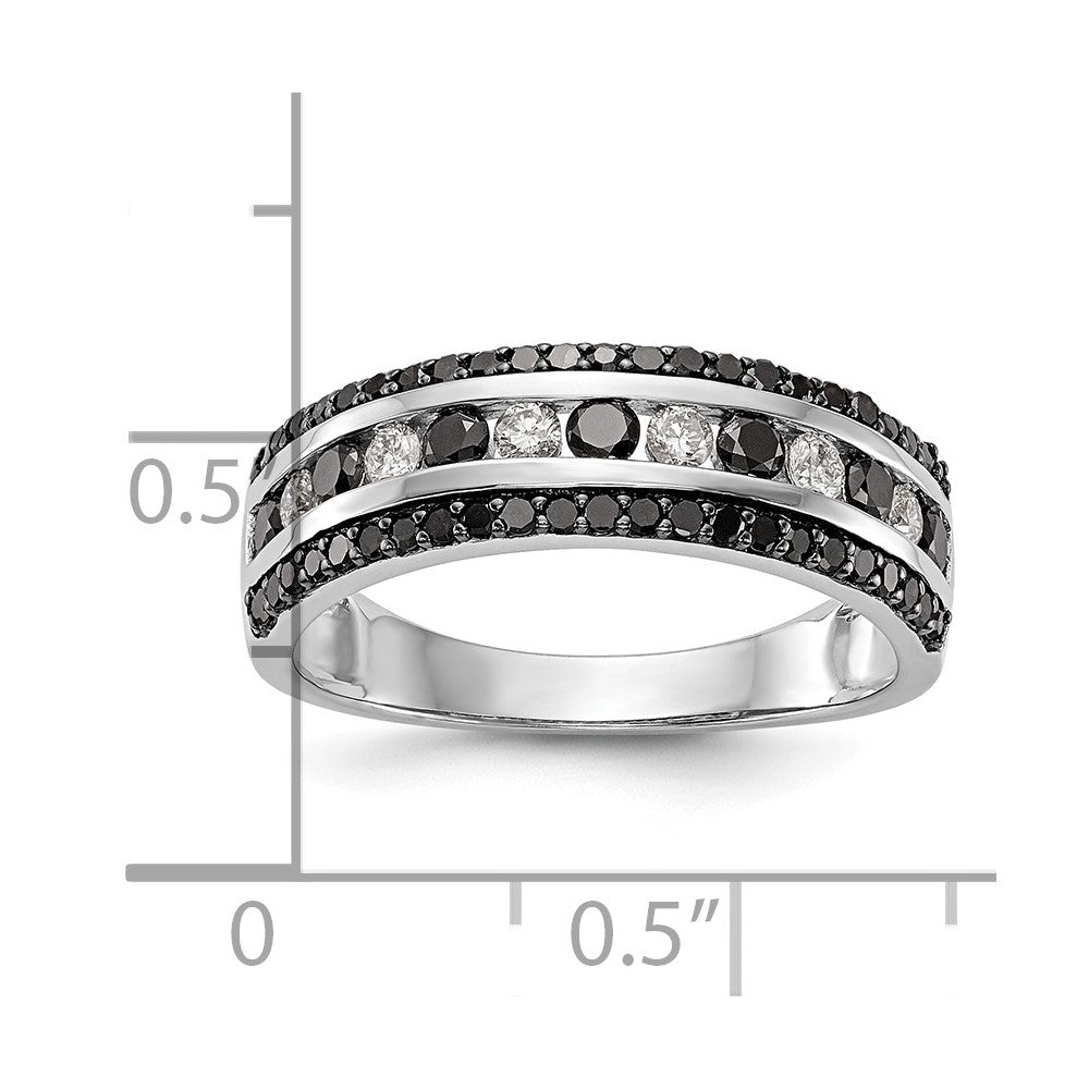 14k White Gold Black & White Real Diamond Band