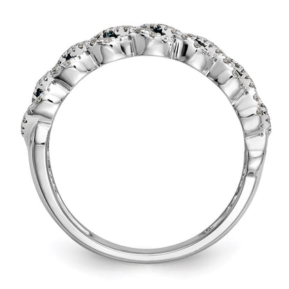 14k White Gold Blue & White Real Diamond Band