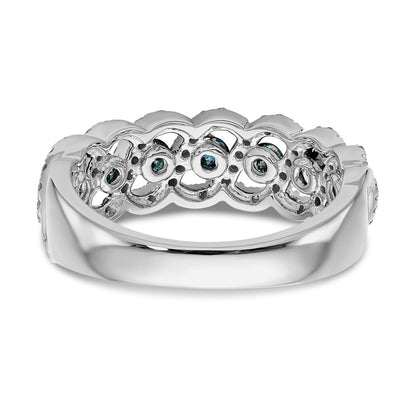 14k White Gold Blue & White Real Diamond Band