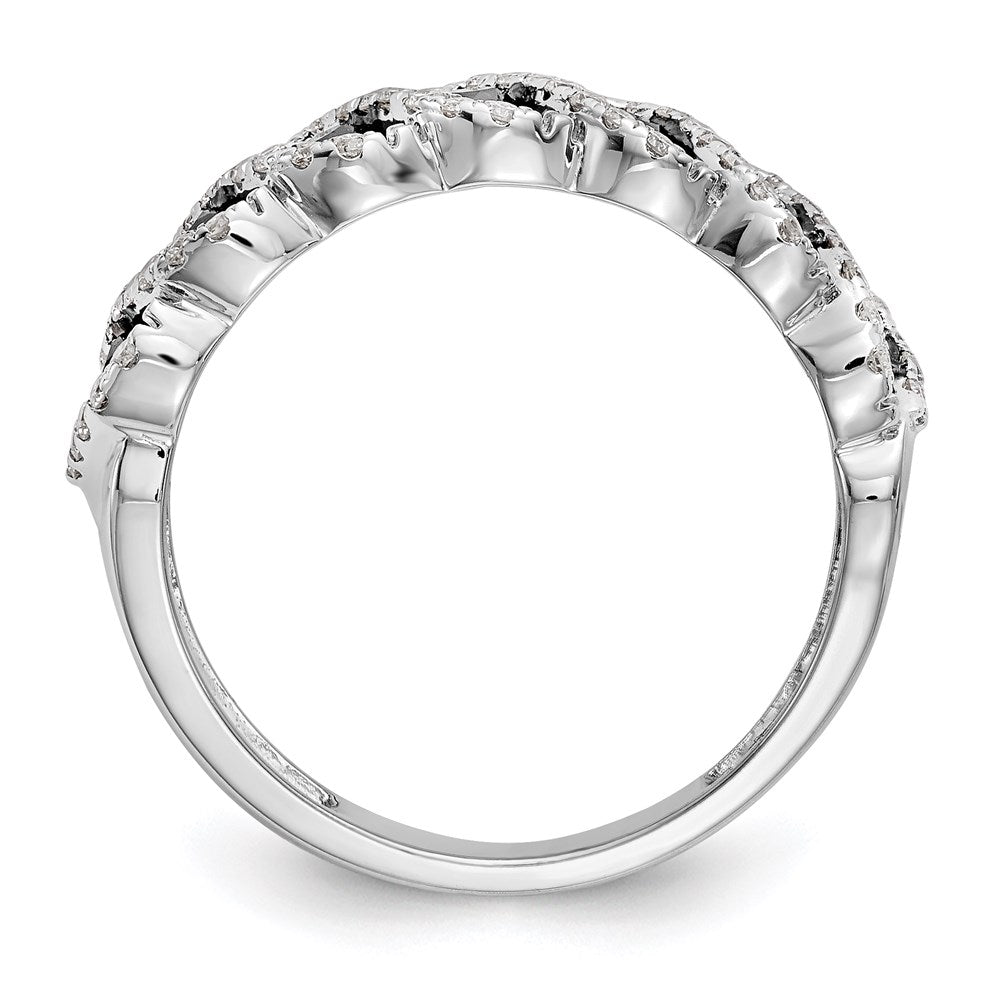 14k White Gold Black & White Real Diamond Band